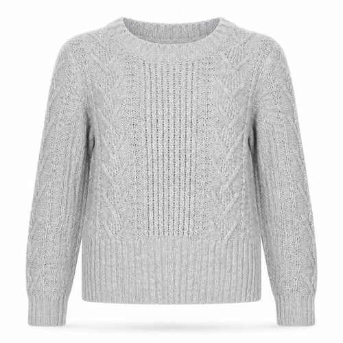 Gap Women Grey M Cable-Knit Wool Blend Crew Neck Jumper