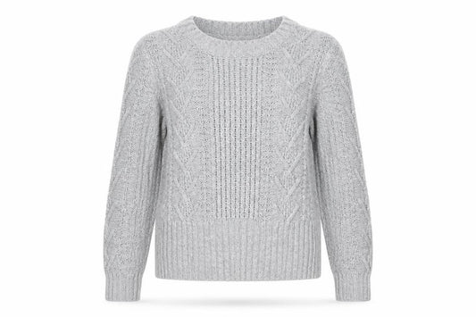 Gap Women Grey M Cable-Knit Wool Blend Crew Neck Jumper
