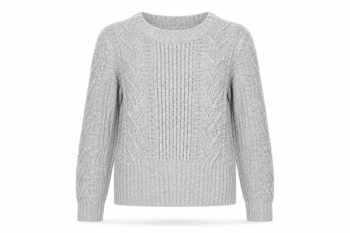 Gap Women Grey M Cable-Knit Wool Blend Crew Neck Jumper
