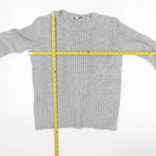Gap Women Grey M Cable-Knit Wool Blend Crew Neck Jumper