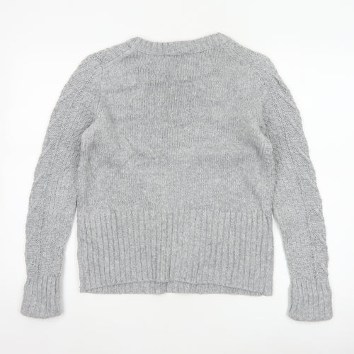 Gap Women Grey M Cable-Knit Wool Blend Crew Neck Jumper