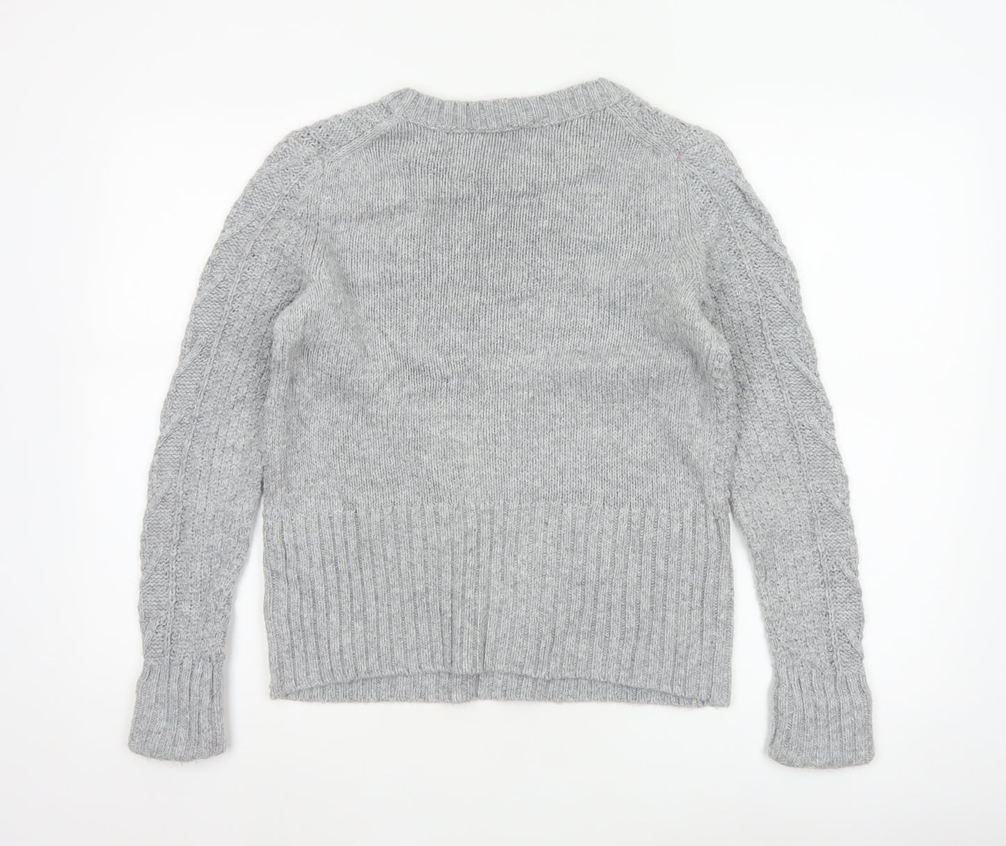 Gap Women Grey M Cable-Knit Wool Blend Crew Neck Jumper