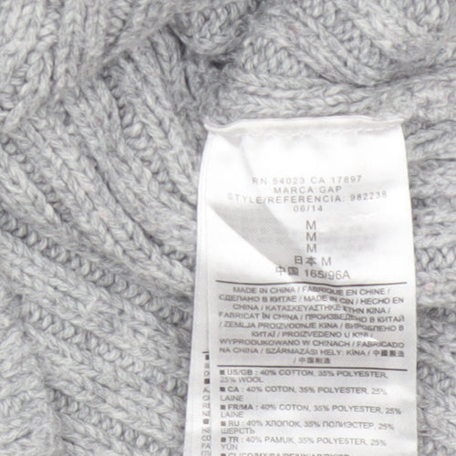 Gap Women Grey M Cable-Knit Wool Blend Crew Neck Jumper