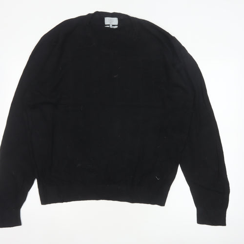 Marks and Spencer Men Black XL V-Neck Regular Fit Pullover Jumper
