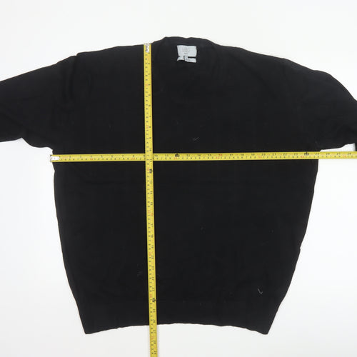 Marks and Spencer Men Black XL V-Neck Regular Fit Pullover Jumper