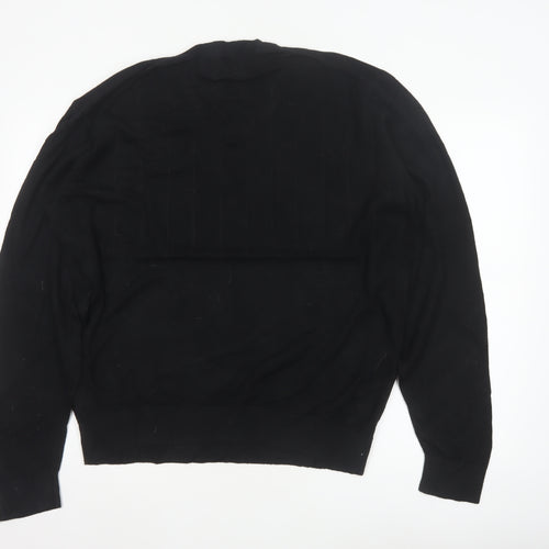 Marks and Spencer Men Black XL V-Neck Regular Fit Pullover Jumper