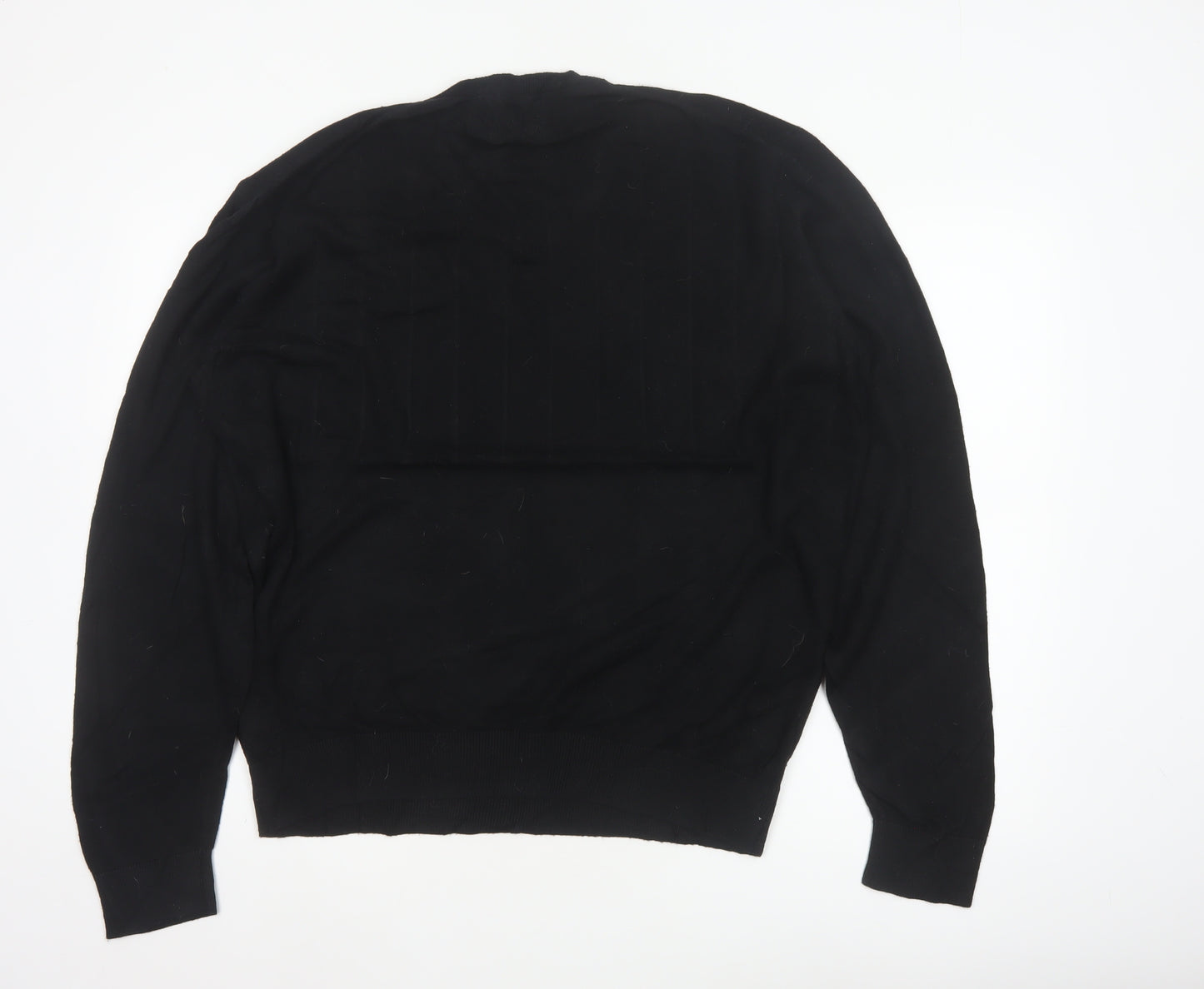 Marks and Spencer Men Black XL V-Neck Regular Fit Pullover Jumper