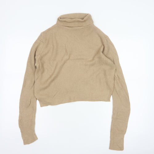 Pink Vanilla Women’s Beige Roll Neck Knit Jumper Size M