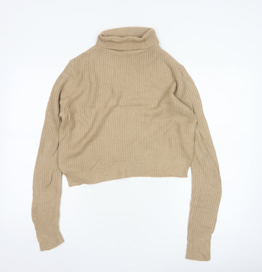 Pink Vanilla Women’s Beige Roll Neck Knit Jumper Size M