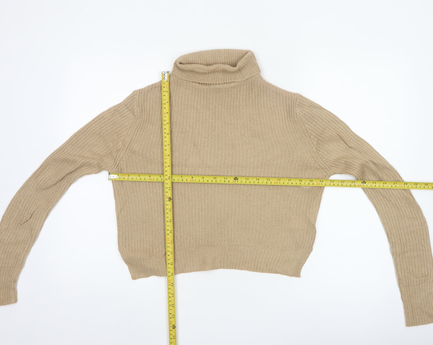 Pink Vanilla Women’s Beige Roll Neck Knit Jumper Size M
