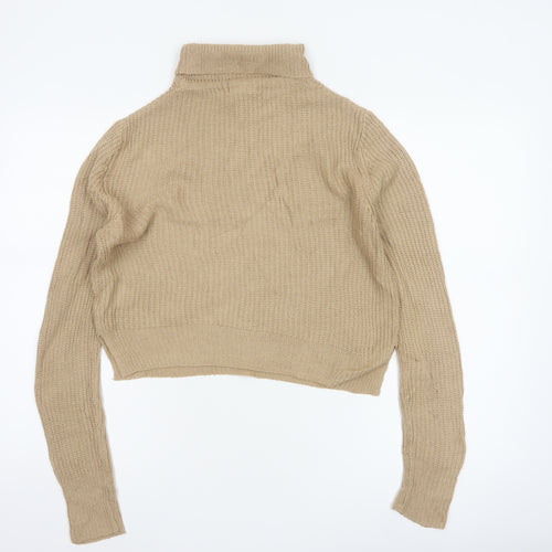 Pink Vanilla Women’s Beige Roll Neck Knit Jumper Size M