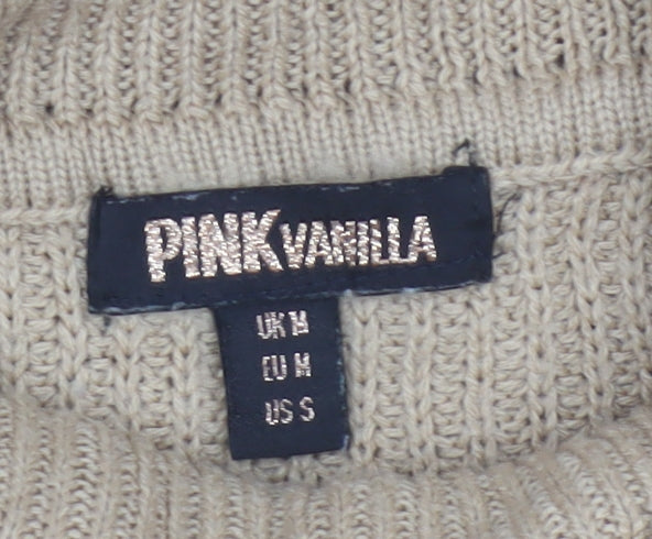 Pink Vanilla Women’s Beige Roll Neck Knit Jumper Size M