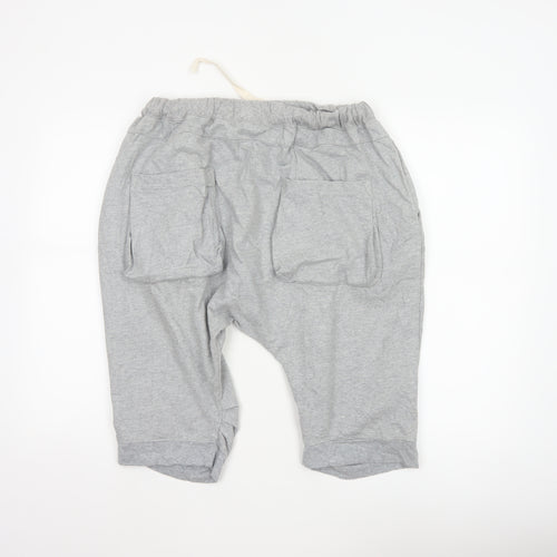 Religion Men's Grey L Sweat Shorts Drawstring Cotton Logo Pockets
