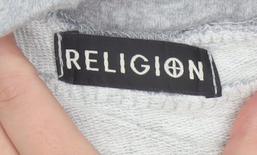 Religion Men's Grey L Sweat Shorts Drawstring Cotton Logo Pockets