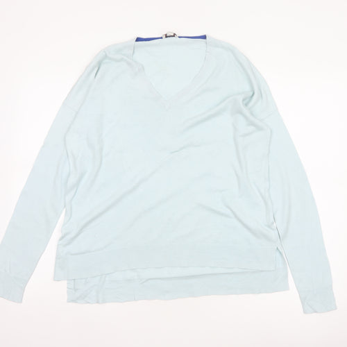 Gap Women’s Blue Silk Blend V-Neck Long Sleeve Knit Jumper Size S