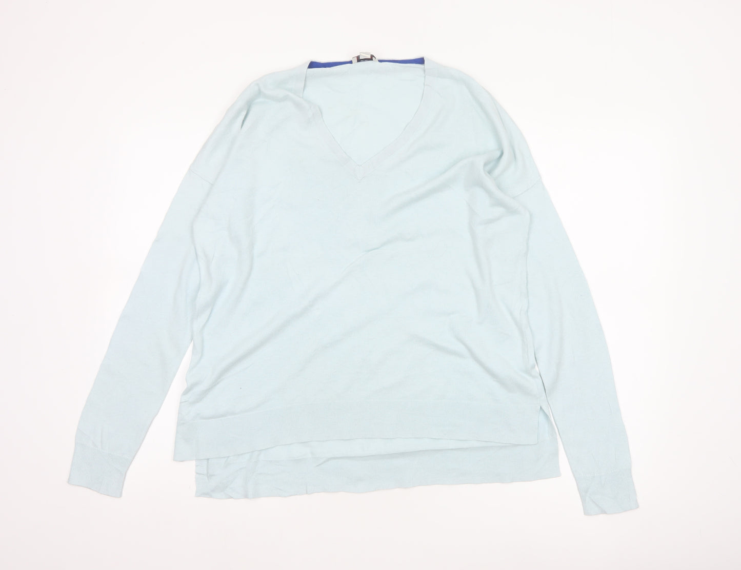Gap Women’s Blue Silk Blend V-Neck Long Sleeve Knit Jumper Size S