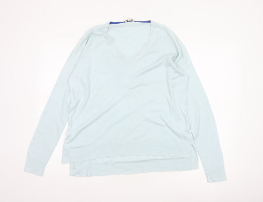 Gap Women’s Blue Silk Blend V-Neck Long Sleeve Knit Jumper Size S