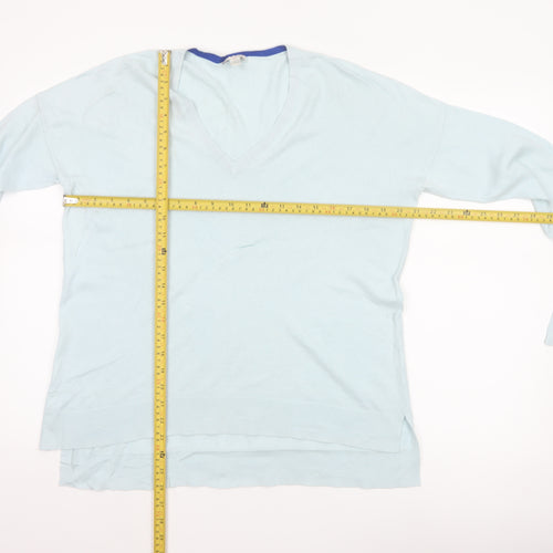 Gap Women’s Blue Silk Blend V-Neck Long Sleeve Knit Jumper Size S