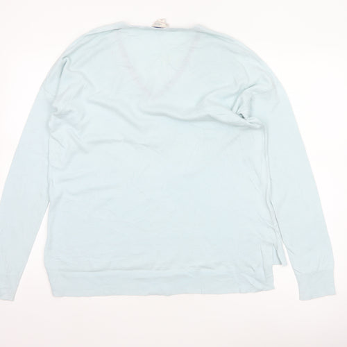 Gap Women’s Blue Silk Blend V-Neck Long Sleeve Knit Jumper Size S
