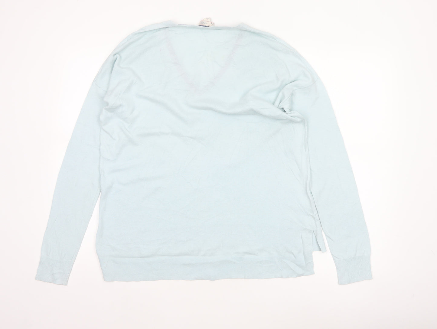 Gap Women’s Blue Silk Blend V-Neck Long Sleeve Knit Jumper Size S