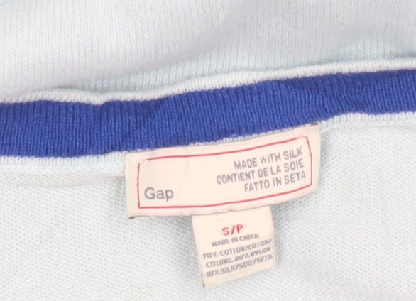 Gap Women’s Blue Silk Blend V-Neck Long Sleeve Knit Jumper Size S