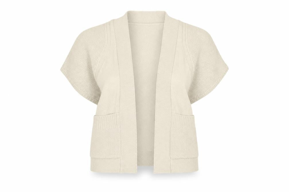 Betty Jackson Black Women Ivory Size 10 Open Knit Cardigan Pockets