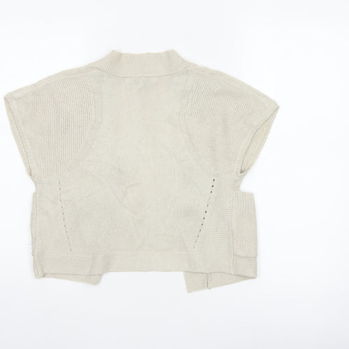 Betty Jackson Black Women Ivory Size 10 Open Knit Cardigan Pockets