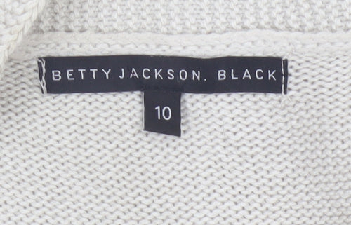Betty Jackson Black Women Ivory Size 10 Open Knit Cardigan Pockets