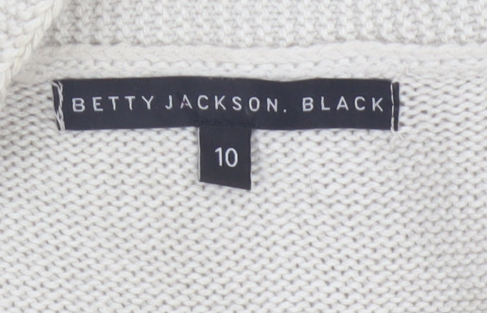 Betty Jackson Black Women Ivory Size 10 Open Knit Cardigan Pockets