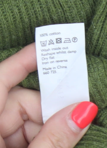 John Lewis Women Green Size 12 V-Neck Open Knit Cardigan