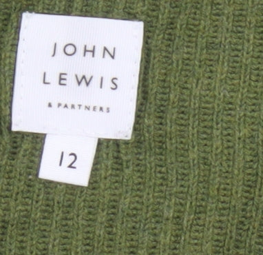 John Lewis Women Green Size 12 V-Neck Open Knit Cardigan