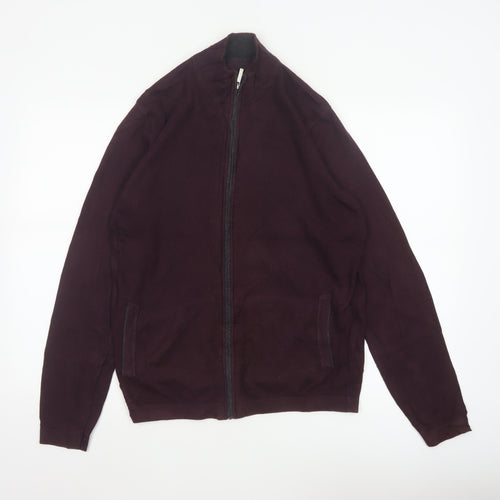 Jeff Banks London Men's Burgundy S Cotton Cashmere Full Zip Jumper