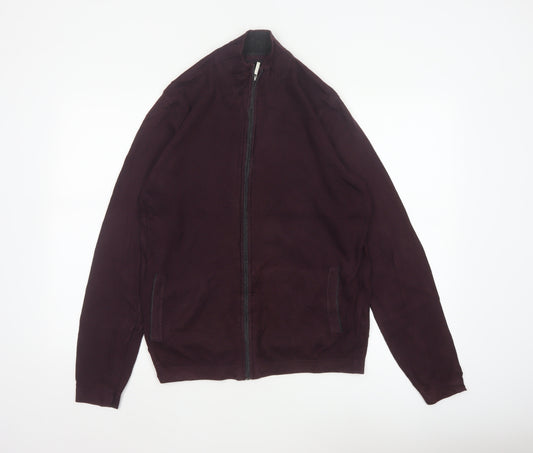 Jeff Banks London Men's Burgundy S Cotton Cashmere Full Zip Jumper