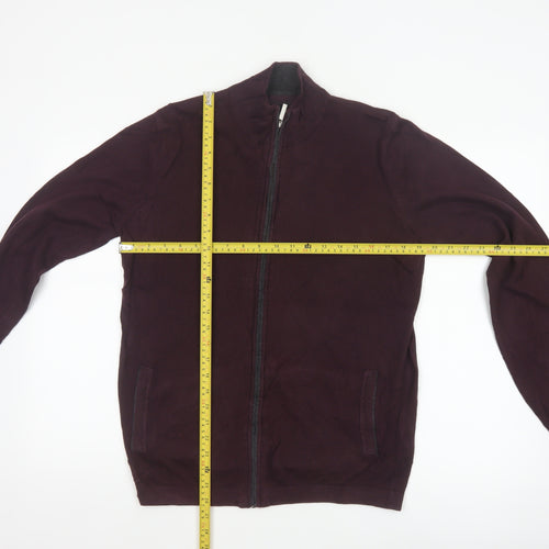 Jeff Banks London Men's Burgundy S Cotton Cashmere Full Zip Jumper