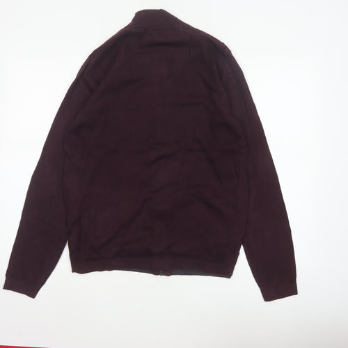 Jeff Banks London Men's Burgundy S Cotton Cashmere Full Zip Jumper