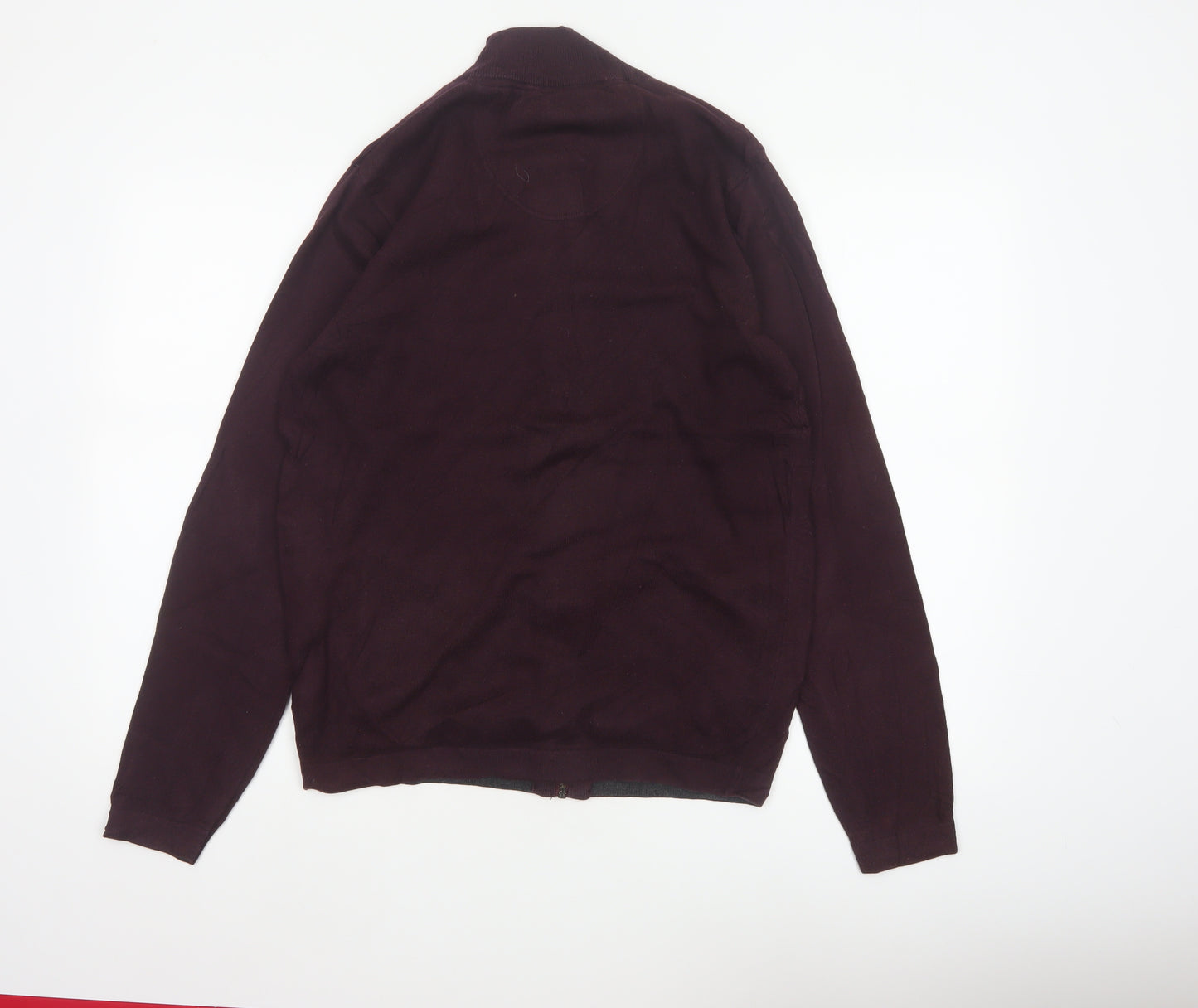 Jeff Banks London Men's Burgundy S Cotton Cashmere Full Zip Jumper