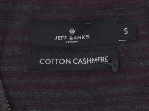 Jeff Banks London Men's Burgundy S Cotton Cashmere Full Zip Jumper