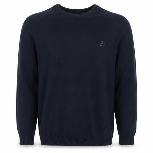 Original Penguin Men’s Blue S Crew Neck Cotton Logo Pullover Jumper