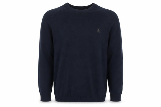 Original Penguin Men’s Blue S Crew Neck Cotton Logo Pullover Jumper