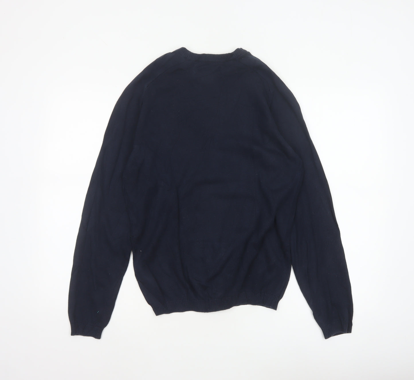 Original Penguin Men’s Blue S Crew Neck Cotton Logo Pullover Jumper