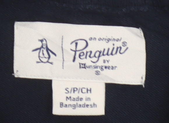 Original Penguin Men’s Blue S Crew Neck Cotton Logo Pullover Jumper