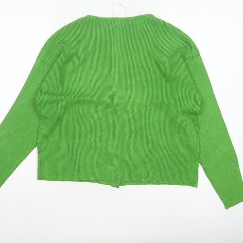 Marks & Spencer Women Green Size 10 Rib Knit Button Cardigan