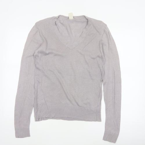 GAP Women’s Grey Linen Cotton V-Neck Pullover Jumper Size S