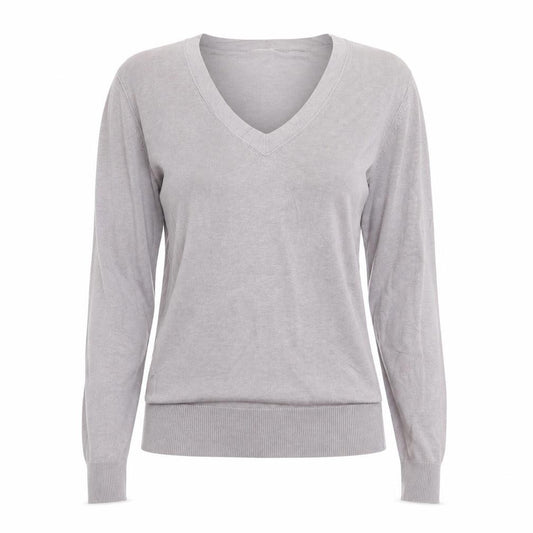 GAP Women’s Grey Linen Cotton V-Neck Pullover Jumper Size S