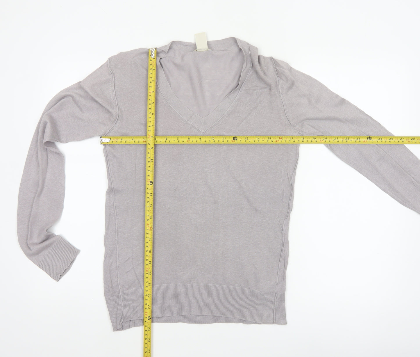 GAP Women’s Grey Linen Cotton V-Neck Pullover Jumper Size S