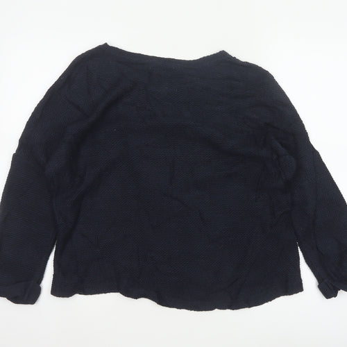 Next Women’s Navy Blue Size 14 Floral Crochet Yoke Knit Jumper