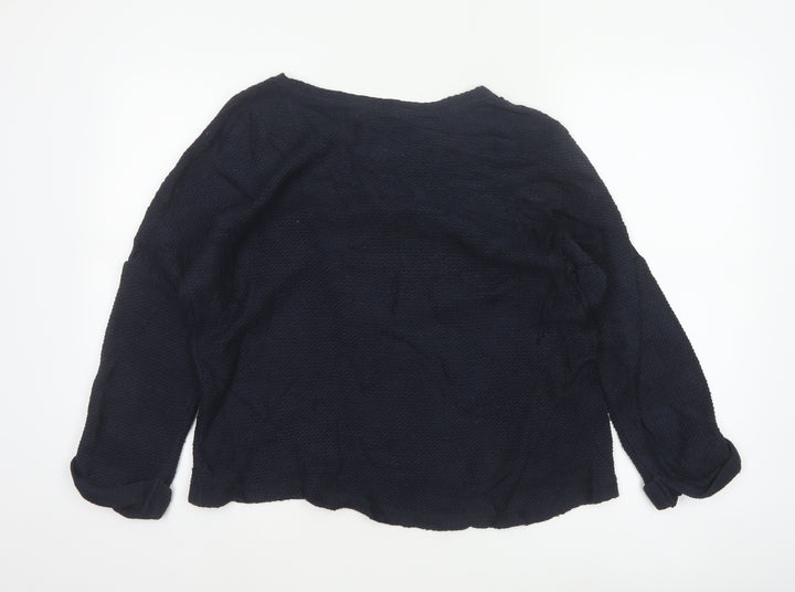 Next Women’s Navy Blue Size 14 Floral Crochet Yoke Knit Jumper