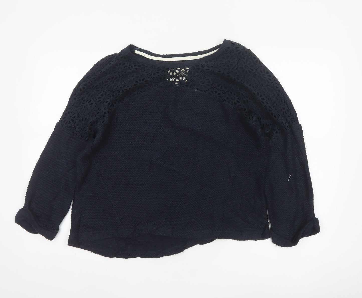 Next Women’s Navy Blue Size 14 Floral Crochet Yoke Knit Jumper