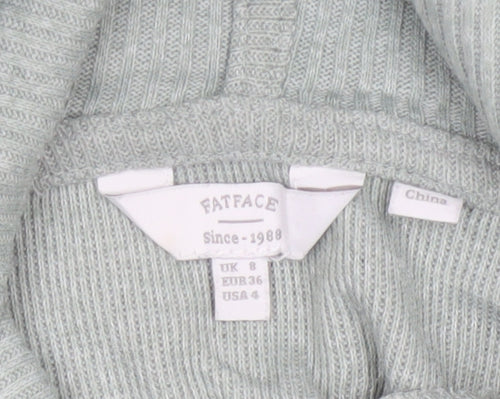 Fat Face Women’s Green UK 8 Hooded Rib Knit Pullover Jumper