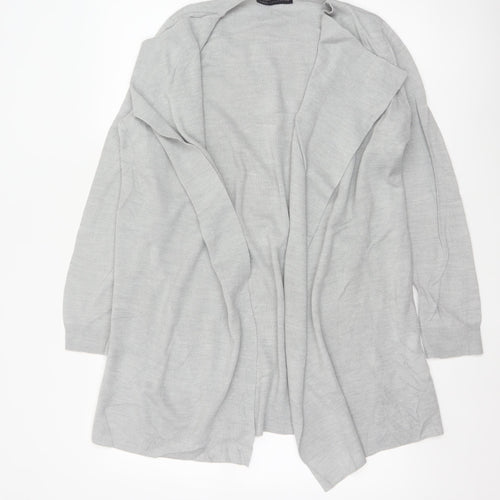 M&S Women Grey Medium Open Front Waterfall Longline Knit Cardigan